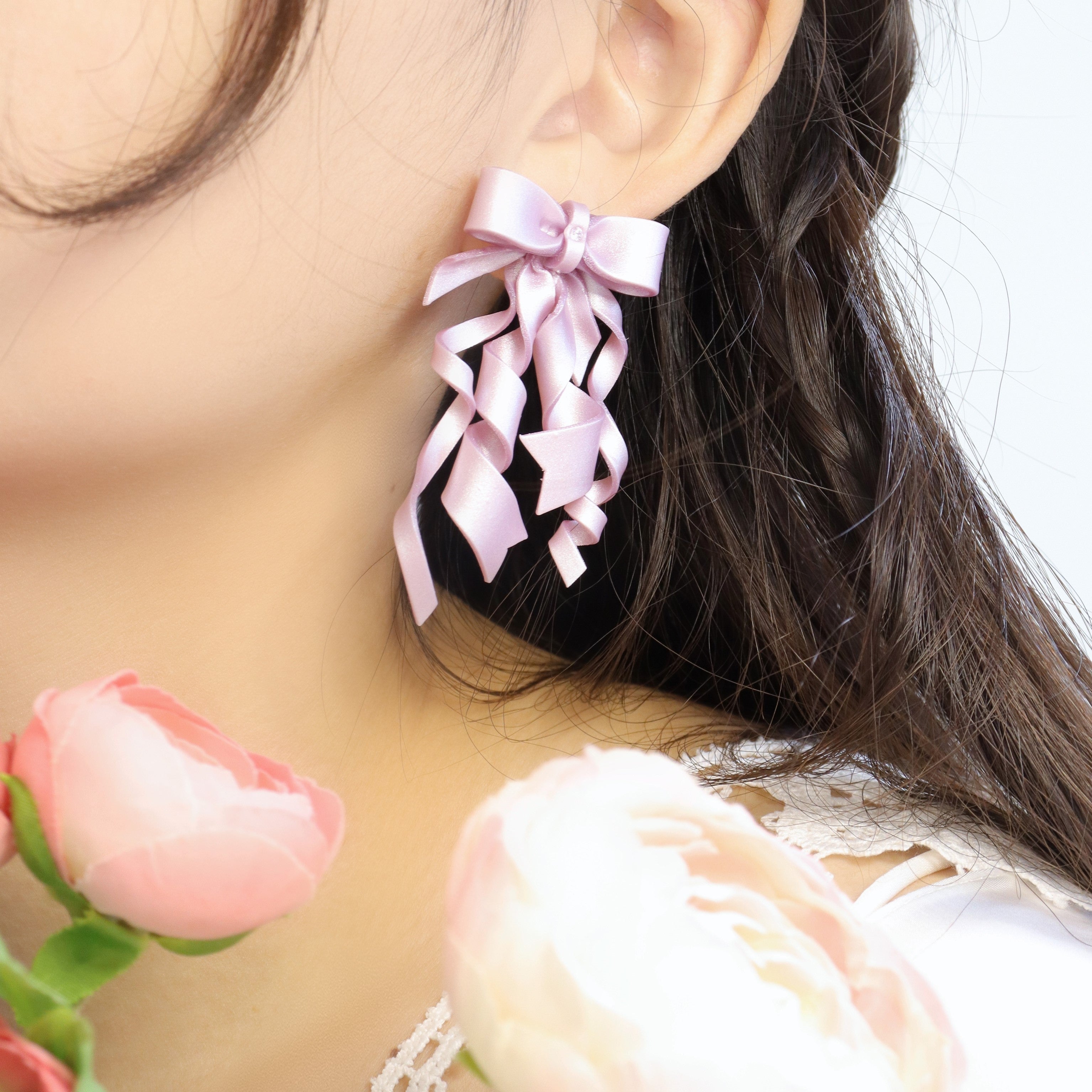 Bow Ear Accessories Fairy Beauty Wedding Dress Bridal Ear Clip Style S925 Silver Ear Studs
