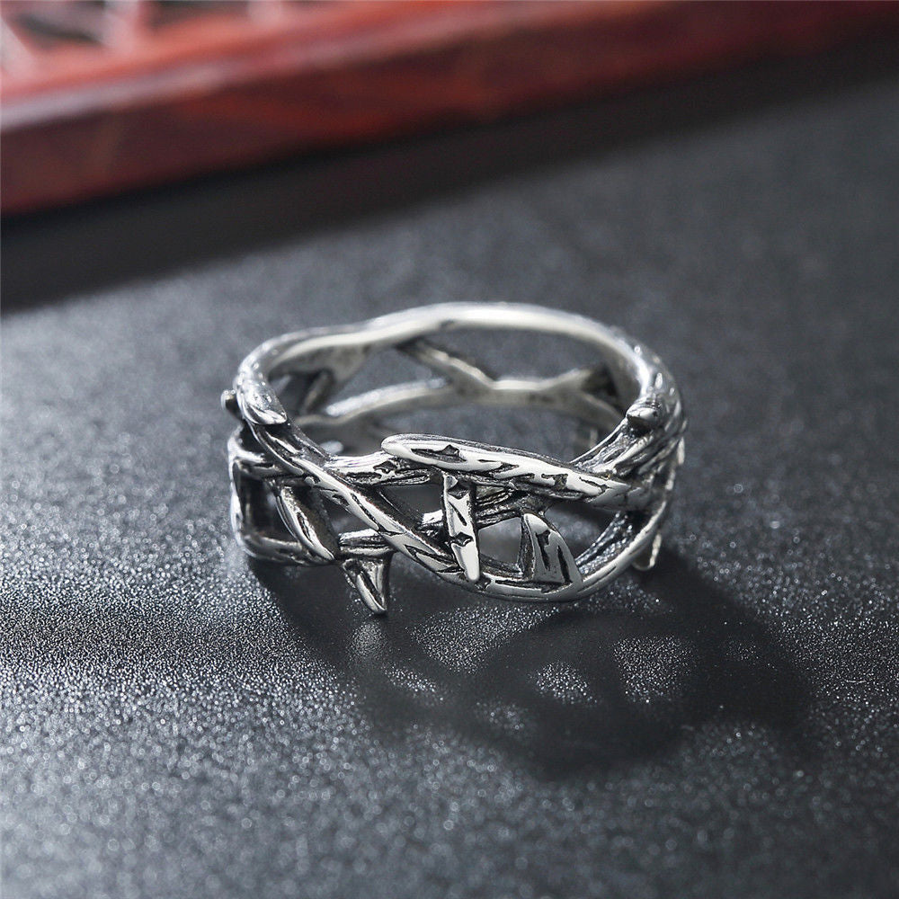 Original Design Personality Retro Dark Wind Branch Titanium Steel Ring Hipster Punk Ring Hip Hop Clothing Products