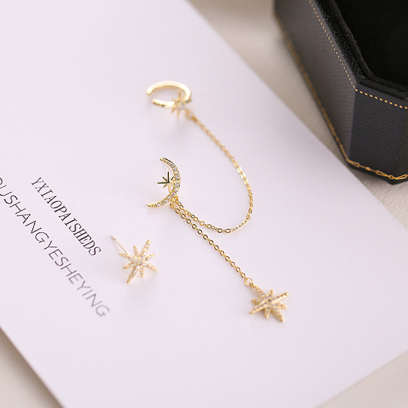Diamond Earrings New Product Star And Moon Integrated