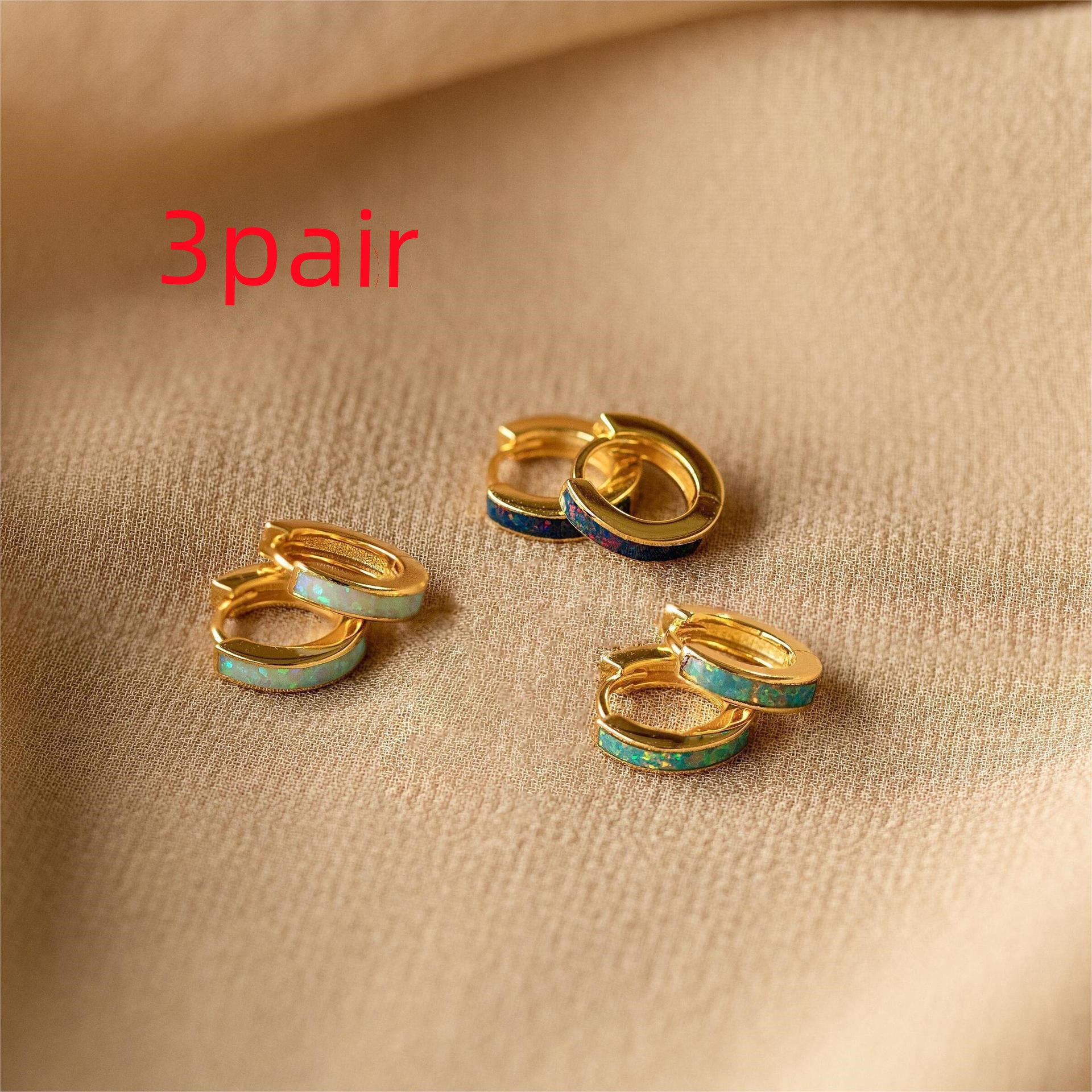Hot-selling Products Simple And Compact Opal Patch Round O-shaped Earring Eardrop Copper-plated Gold
