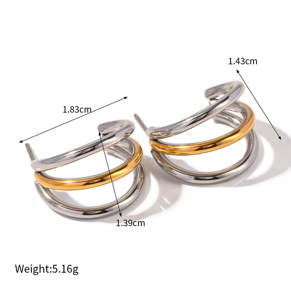 Affordable Luxury Fashion Single Item Earrings Double Matching Gold And Silver Stainless Steel Earrings Jewelry Cross-border New Product
